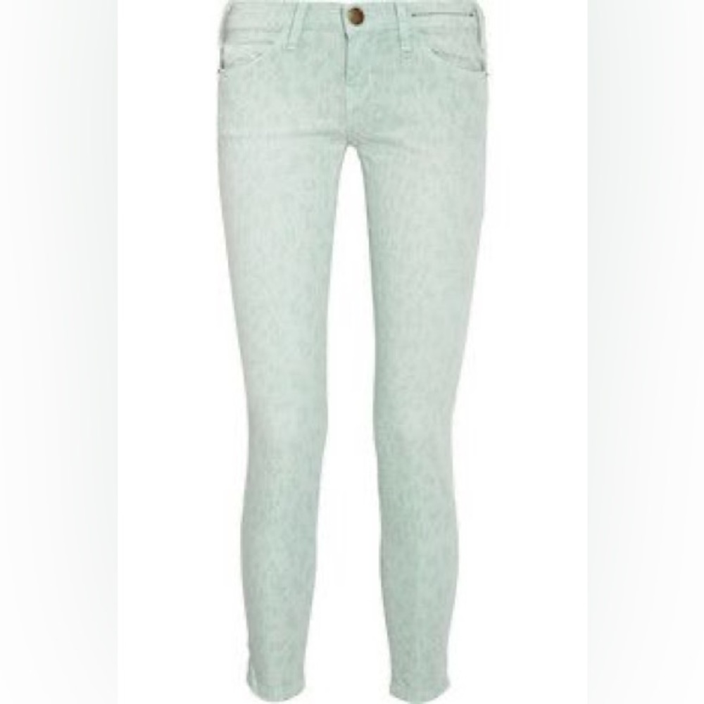Current Elliot GUC mint leopard stiletto skinny jeans